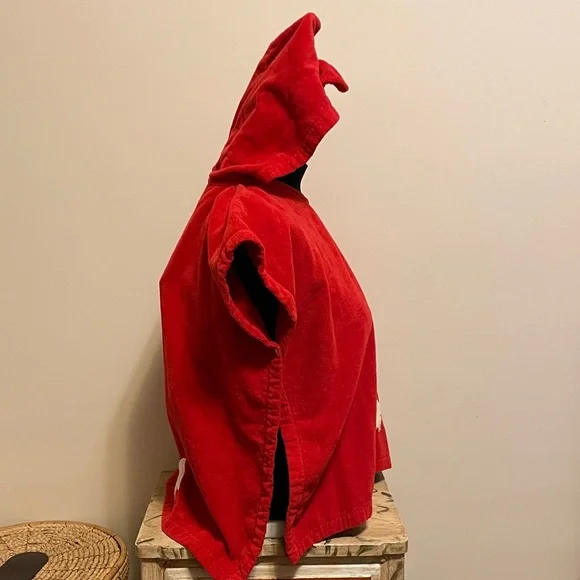 Red Hooded Poncho with Sheep Appliqué - Picture 6 of 13